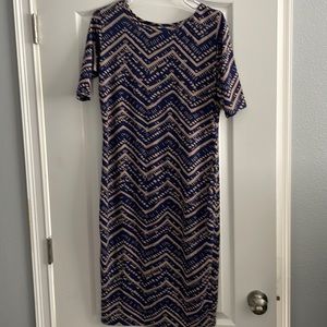 Blue and tan Julia dress